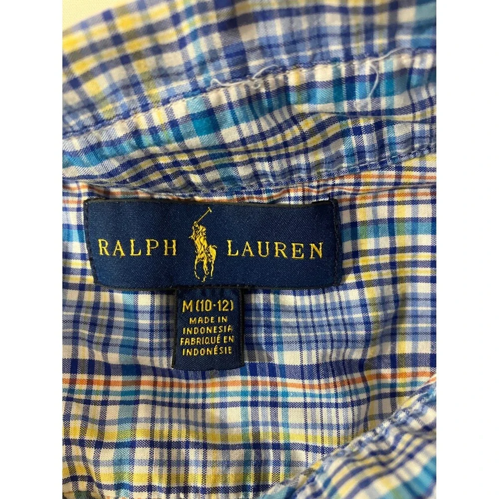 Ralph Lauren Kids Plaid‎ Short Sleeve Button Down Shirt Size M (10-12)